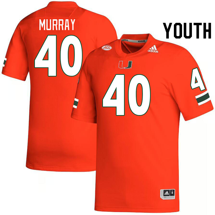 Youth #40 Abram Murray Miami Hurricanes College Football Jerseys Stitched-Orange